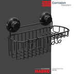 Hasko Accessories Shower Caddy Suction Cup - Wall Mounted Bathroom Shelf With Hooks - Suction Shower Basket - Shower Shelf For B