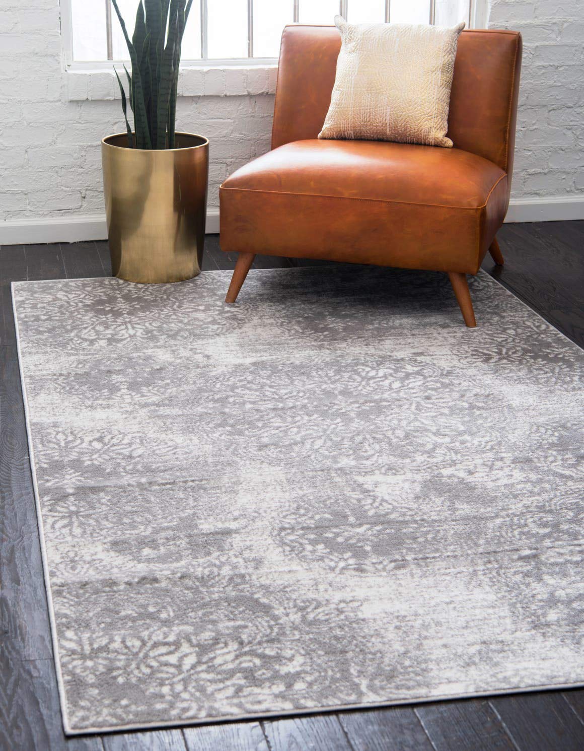 Unique Loom Sofia Collection Area Rug - Grand (7 10 x 10 Rectangle, Light Gray/ Ivory)