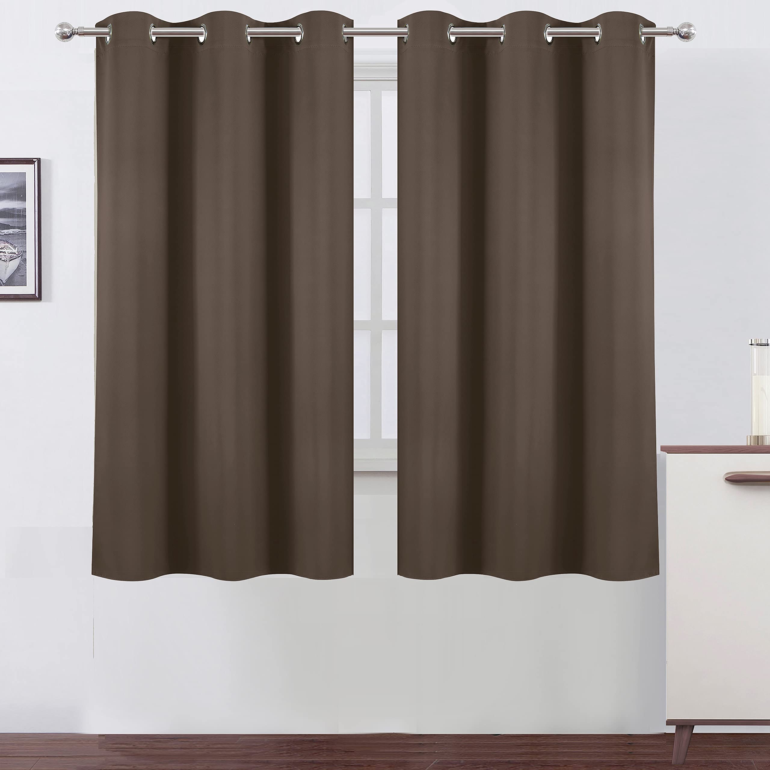 Lemomo Chocolate Brown Blackout Curtains 42 X 63 Inch Length/Set Of 2 Curtain Panels/Thermal Insulated Room Darkening Blackout C