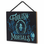 Open Road Brands Disney Haunted Mansion Foolish Mortals Hanging Wood Wall Decor - Spooky Foolish Mortals Sign For Halloween Deco