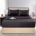 Satin-Silk Sheets California King Size Bed Set, Black Soft Cooling Deep Pocket Cal King Sheets, Hypoallergenic, Wrinkle And Fade