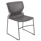 Flash Furniture Hercules Series 661 Lb. Capacity Gray Full Back Stack Chair With Black Powder Coated Frame