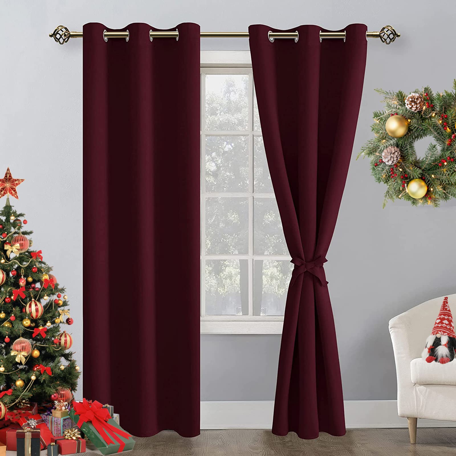 Hiasan Blackout Curtains For Bedroom, 42 X 84 Inches Long - Thermal Insulated & Light Blocking Window Curtains For Living Room C
