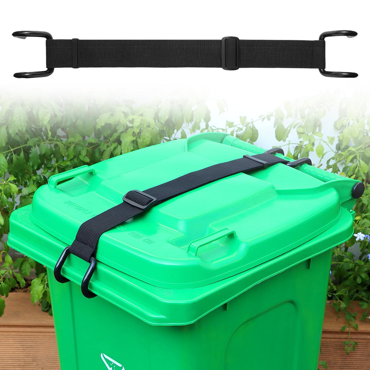 QUFA Trash Can Lid Lock Strap for Raccoons & Animals, 2896 Gallon, 1 Pack