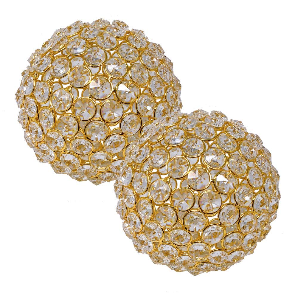 HomeRoots Set of 2 5' Polished Spheres in Brilliant Shiny Luster Finished and Golden Frame
