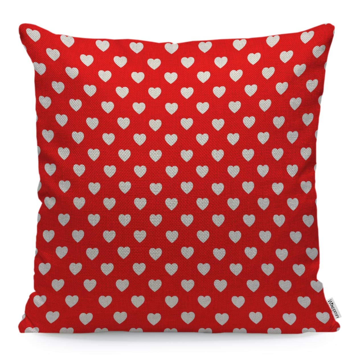 Wondertify Pillow Cover Red And White Hearts Polka Dot - Soft Linen Pillow Case For Decorative Bedroom/Livingroom/Sofa/Farm House - Couch Pillow Cushion Covers 18X18 Inch 45X45 Cm