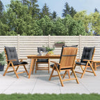 vidaXL Solid Teak Wood Reclining Patio Chairs ?Set of 4 Outdoor Garden Seating with Water-Resistant Cushions, Adjustable Backrest, Foldable Design and Anthracite Color.