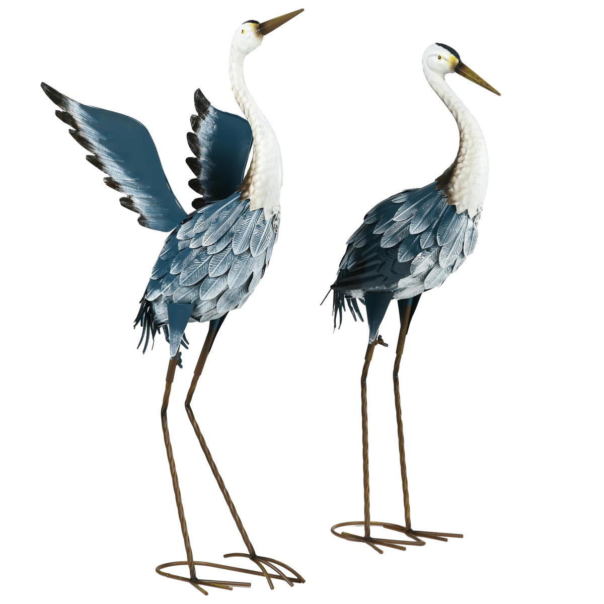 Outsunny Heron Garden Statues, 29' & 27.5' Standing Bird Sculptures, Metal Yard Art Decor For Lawn, Patio, Backyard, Landscape