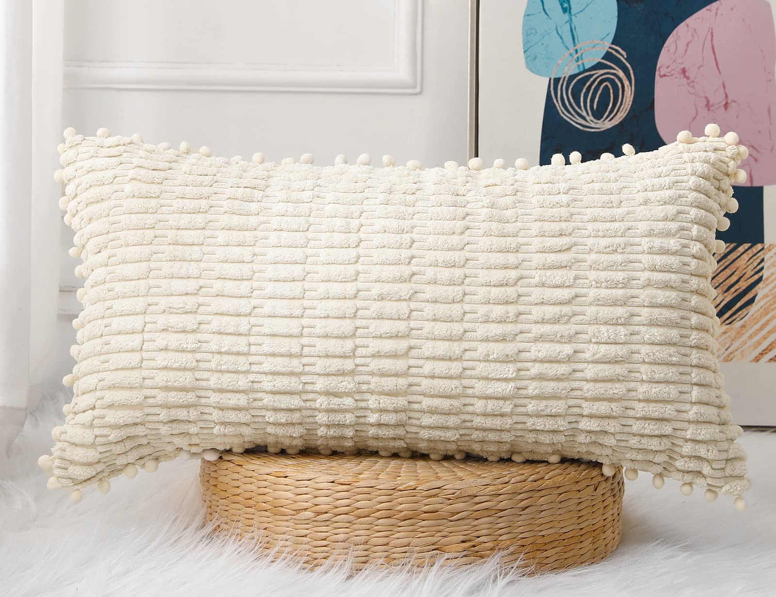 Panod Decorative Long Lumbar Pillow Cover 14X26 Boho,Super Soft And Plush Modern Long Rectangle Pillow Cover Pillow Case Cushion