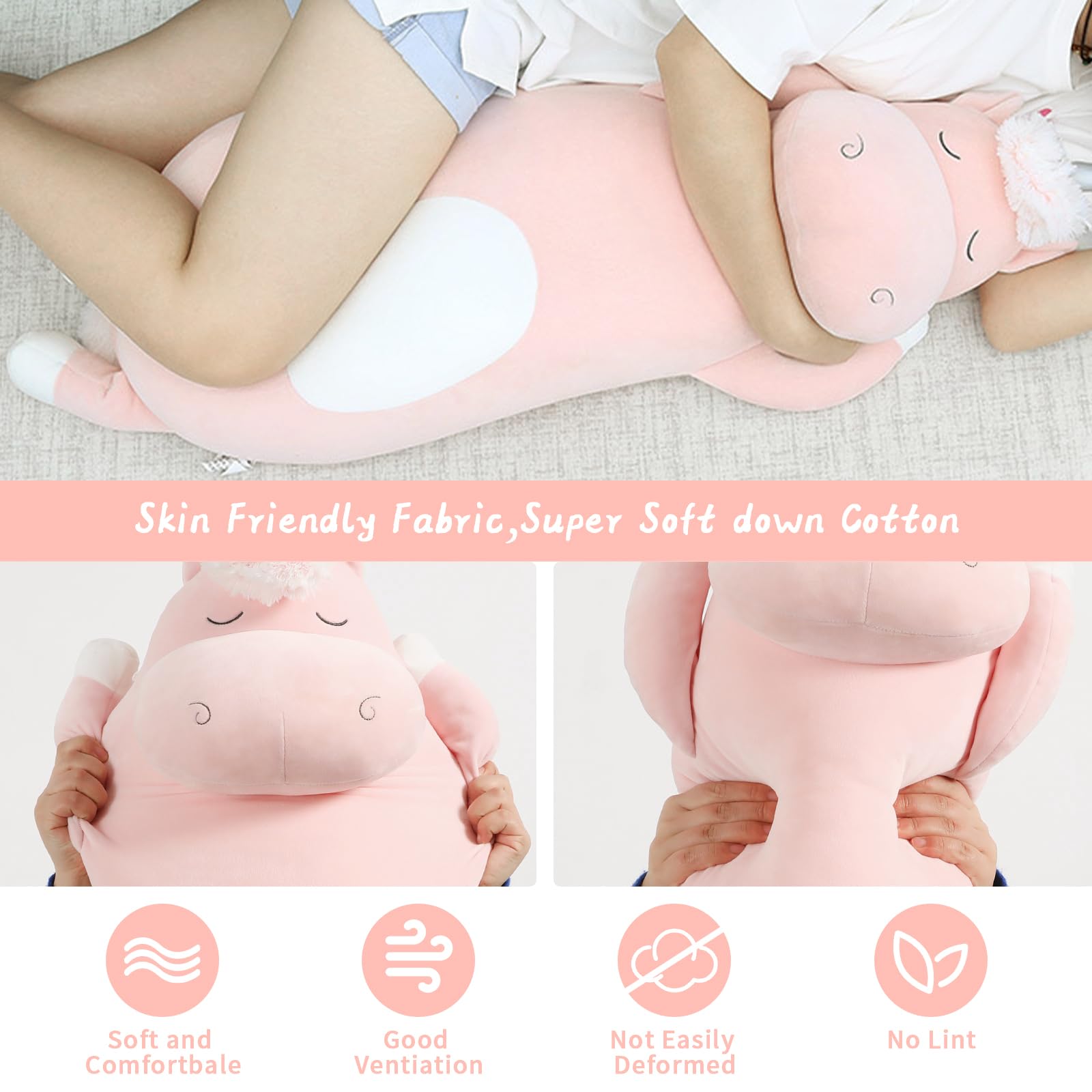 Morismos Big Unicorn Body Pillow, 36.2' Plush Unicorn Stuffed Animal, Super Soft Unicorn Pillow For Girl Kid, Giant Stuffed Uni