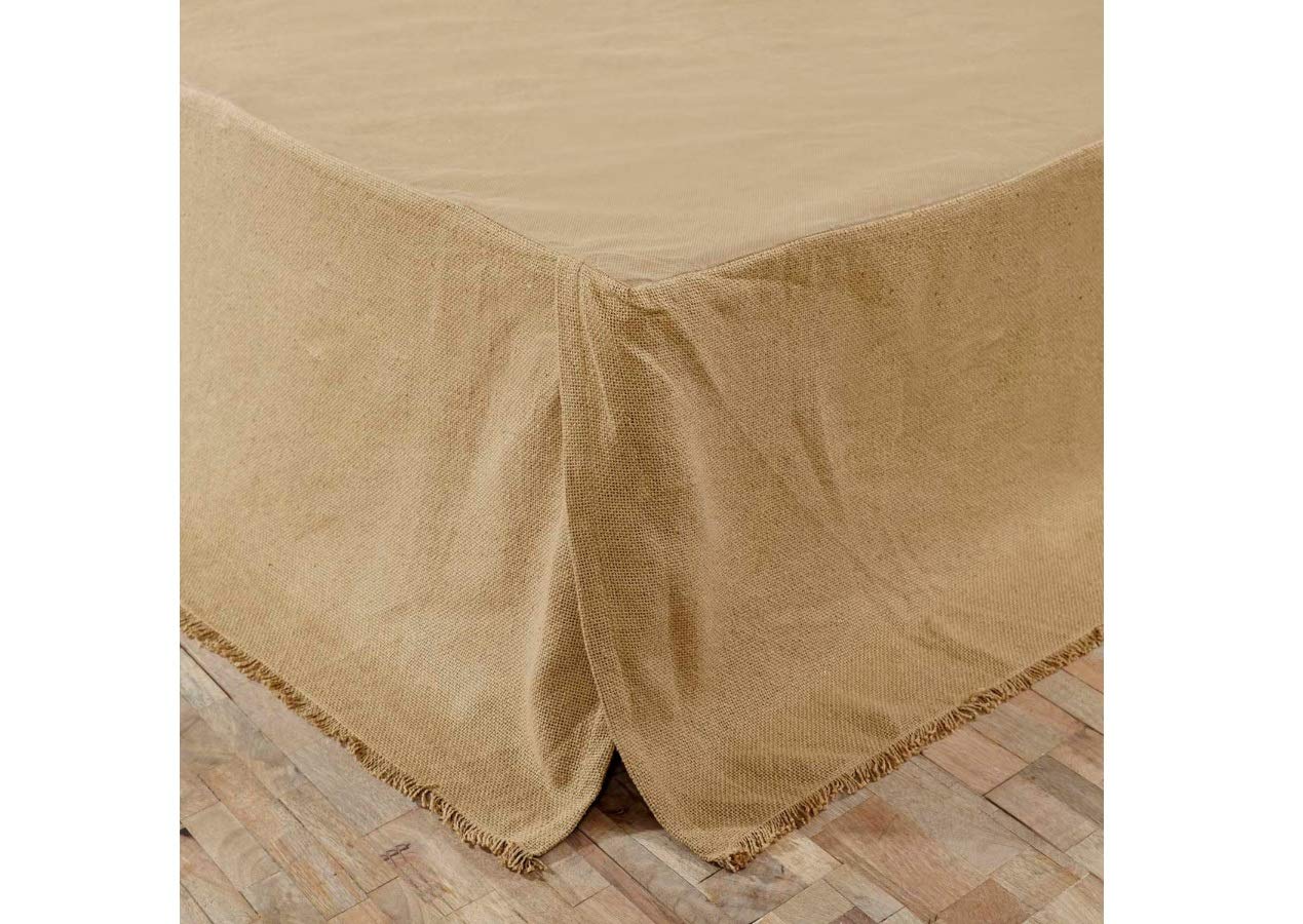 Vhc Brands Burlap Fringed King Bed Skirt, Tan, 78X80X16