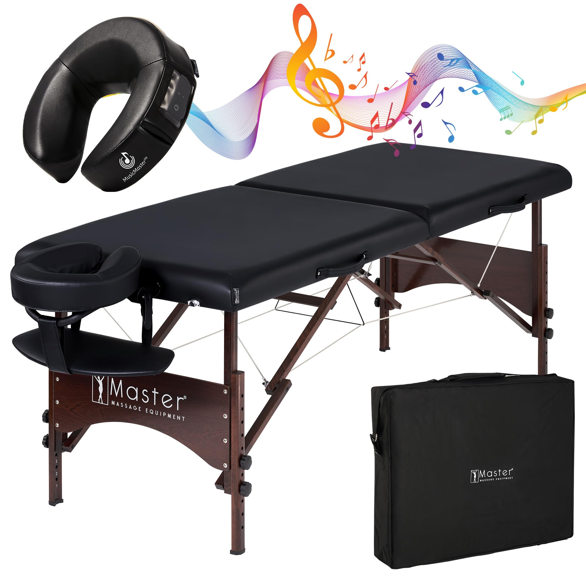 Master Massage 28' Argo Portable Massage Table With Extra Music Master Crescent Round High Fidelity Sound Face Cradle Cushionin