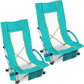 Romswi High Back Beach Chair, Compact Lightweight Low Seat Camping Chair, Fits in Suitcase, 400lbs Heavy Duty Oversized Backpack