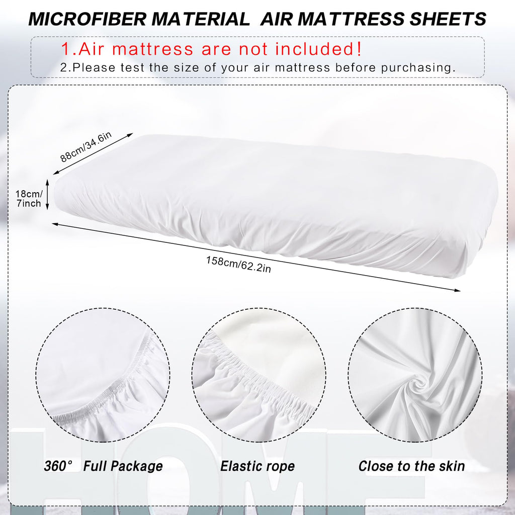 Breling Kids Air Mattress Fitted Sheets Compatible With Intex Cozy Kidz (Sheet Only) Toddler Inflatable Mattress Sheets For Kids Sleepover Party Travel Camping Air Mattress Airbed(White,2 Pcs)