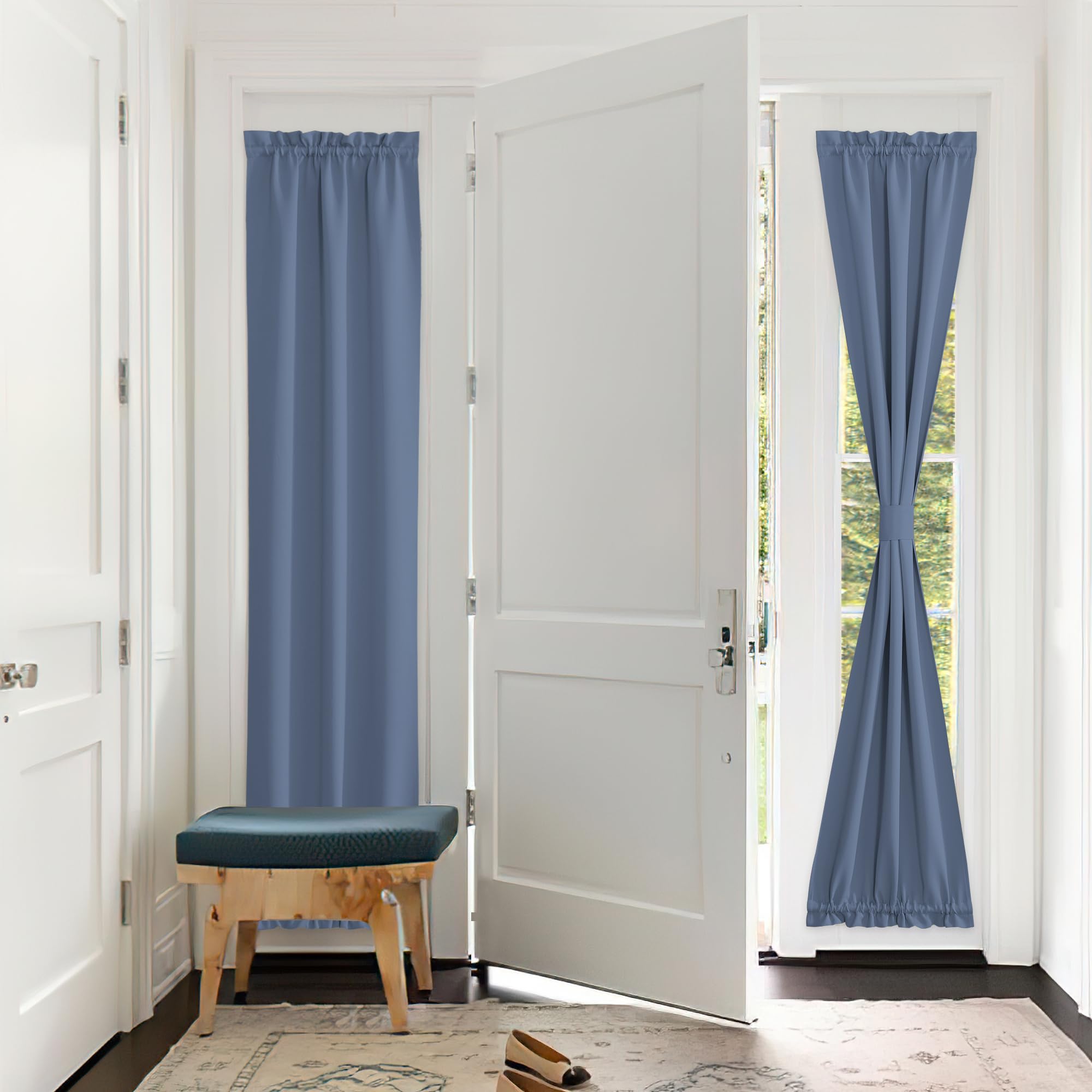 PONY DANCE Door Window Curtain - French Curtain Solid Rod Pocket Window Treatments Patio Door Drapes for Side French Door Includ