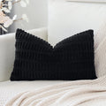 Otostar Corduroy Decorative Throw Pillow Covers 16X24 Inch Super Soft Boho Striped Rectangle Pillow Covers Case Modern Cushion Covers For Sofa Couch Bedroom Car Decor Black