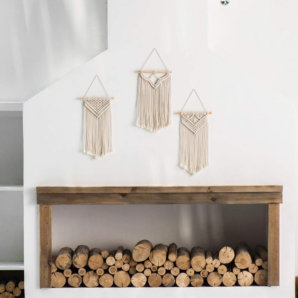 Mkono Small Macrame Wall Hanging 3 Pack Boho Art Woven Wall Decor Home Chic Decoration For Bedroom Living Room Apartment Gallery