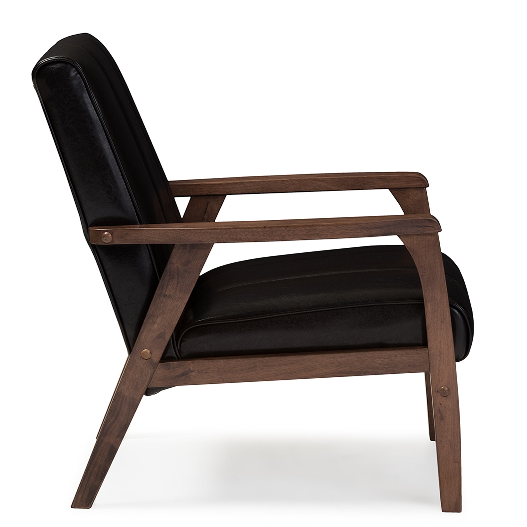 Baxton Studio BBT8011A2-Brown Living-Room-Chairs, Medium, Leather, Dark Brown