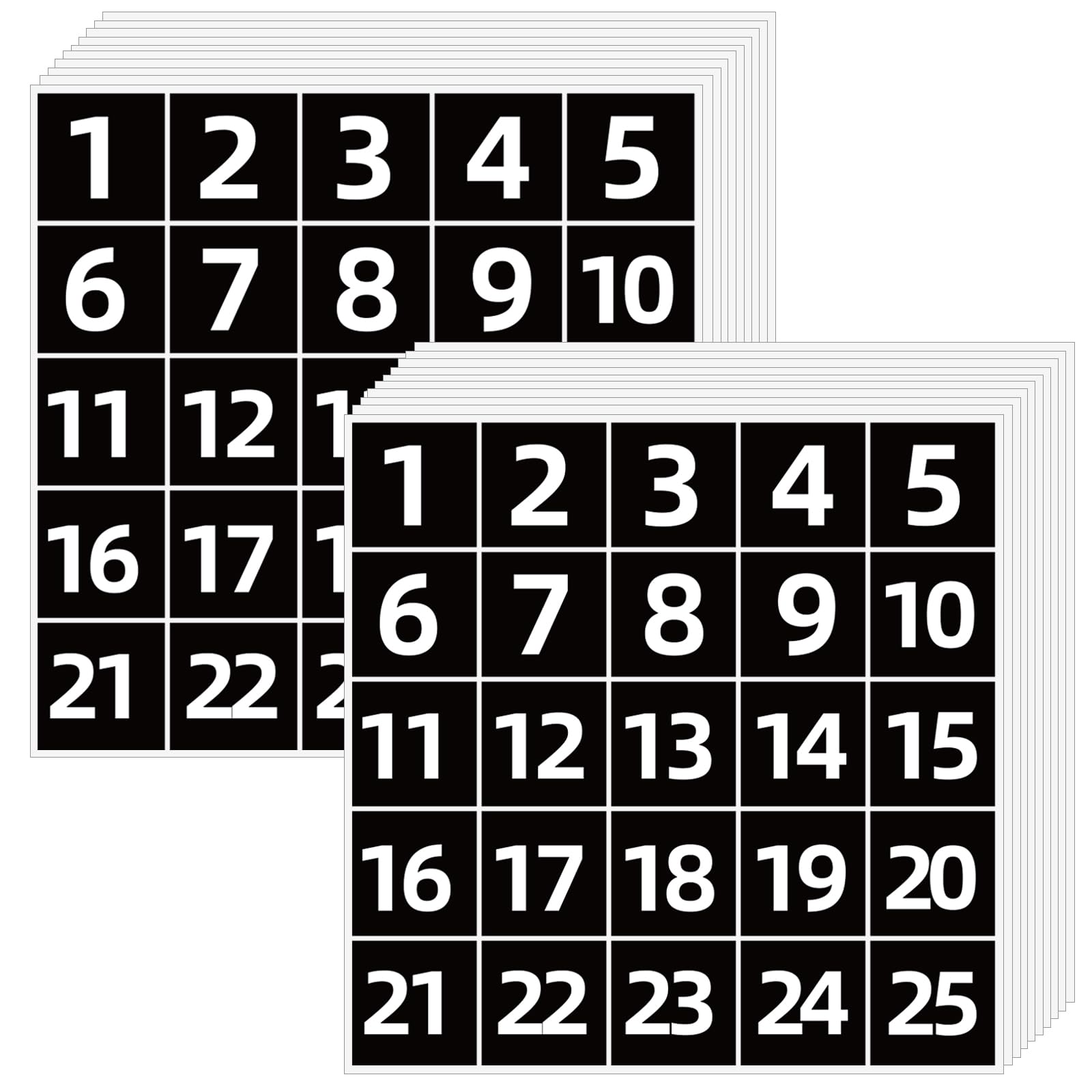 Starliboo Black Consecutive Number Stickers 1-50, 2 Inch Square Self Adhesive Numbered Label Stickers For Inventory, Storage, Or
