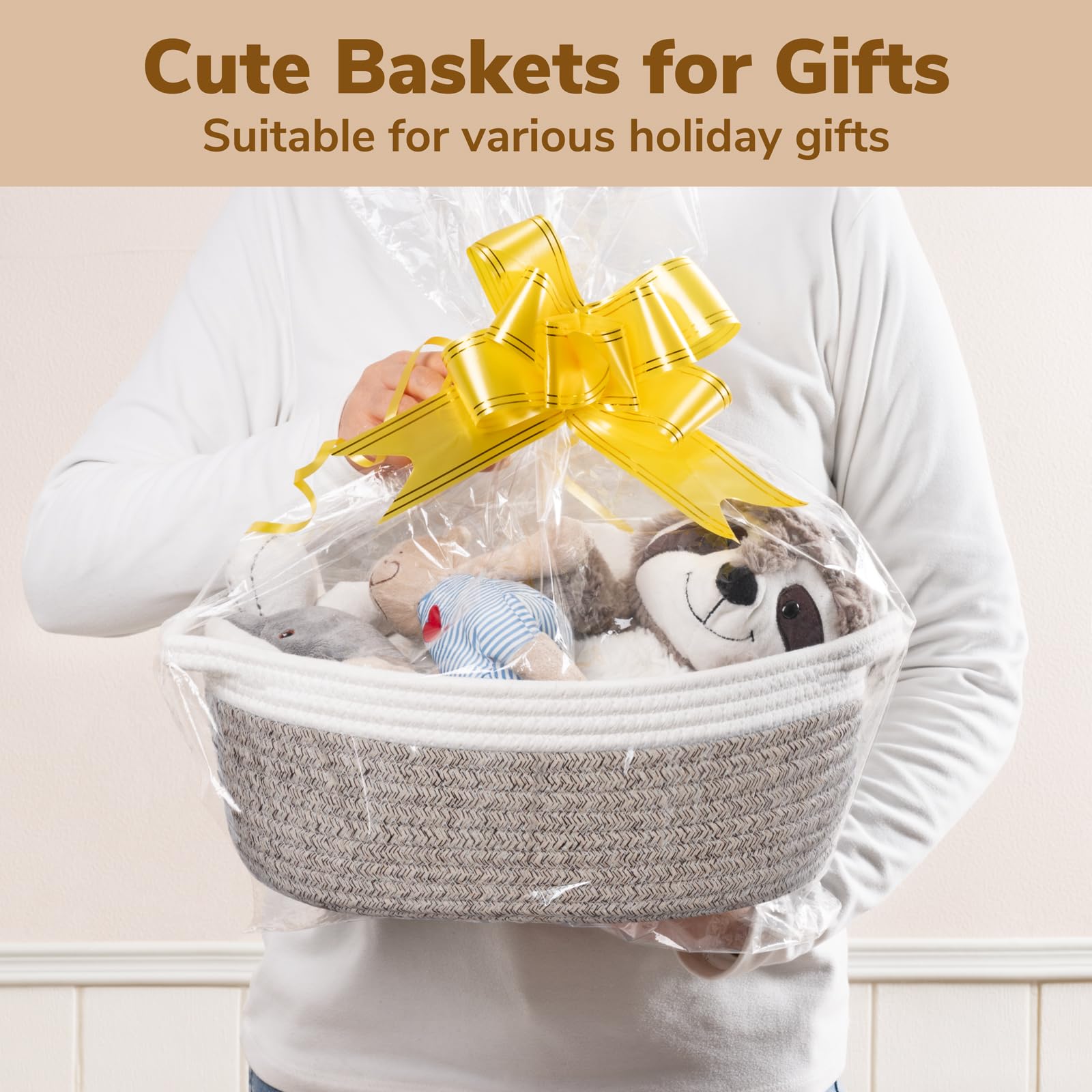 Goodpick Small Woven Basket, Basket For Organizing, Dog Basket, Storage Basket With Handles, Gift Basket Cute Basket For Decor 1