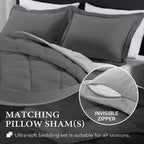 Downluxe Full Size Comforter Set - Charcoal And Grey Full Comforter - Soft Bedding Sets For All Seasons -3- Piece Comforter Set Full With 2 Reversible Pillow Shams