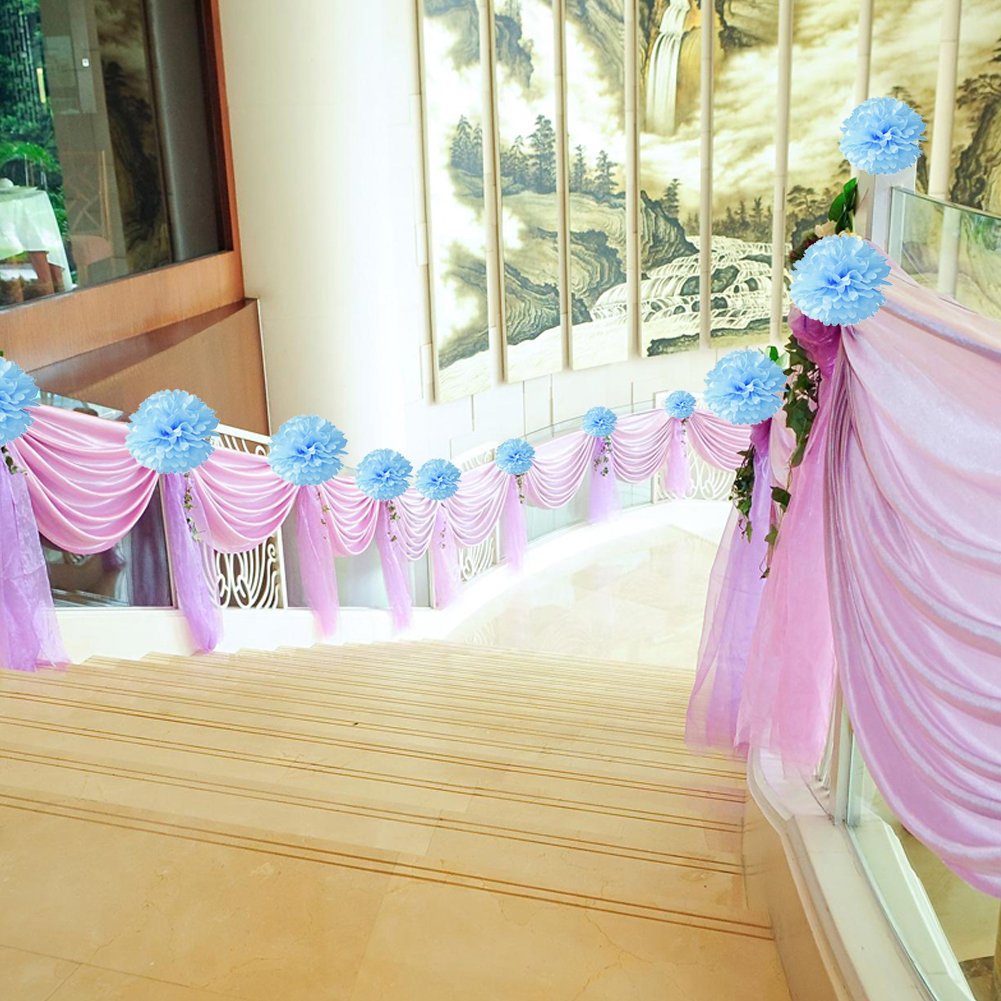 18Pcs Tissue Hanging Paper Pom-Poms, Hmxpls Flower Ball Wedding Party Outdoor Decoration Premium Tissue Paper Pom Pom Flowers Cr
