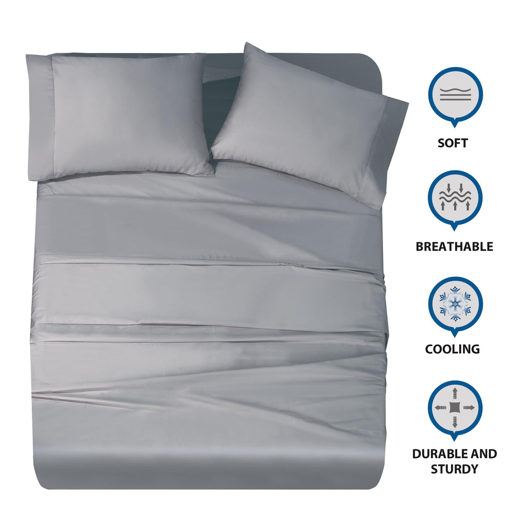 Twin Sheets Bed Set 3 Pieces, 600 Tc100% Egyptian Cotton,Fitted Sheet+Flat Sheet +Pillowcase, Breathable, Soft & Silky Sateen We
