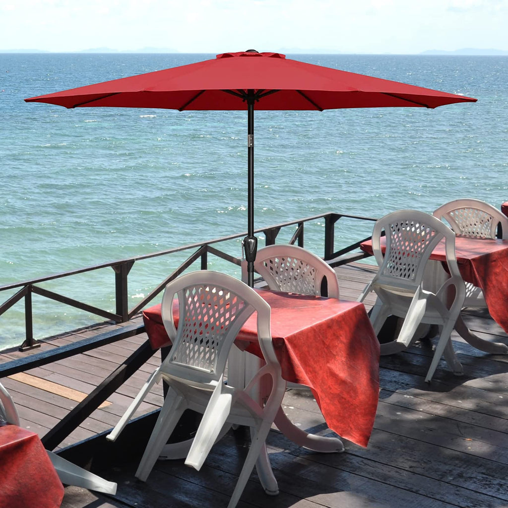 Yssoa 9' Patio Umbrella Outdoor Table Market Yard Umbrella With 8 Sturdy Ribs, Red