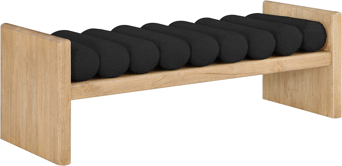 Meridian Furniture 179Black Waverly Collection Modern | Contemporary Bench With Solid Wood Rich Natural Finish, Luxurious Black