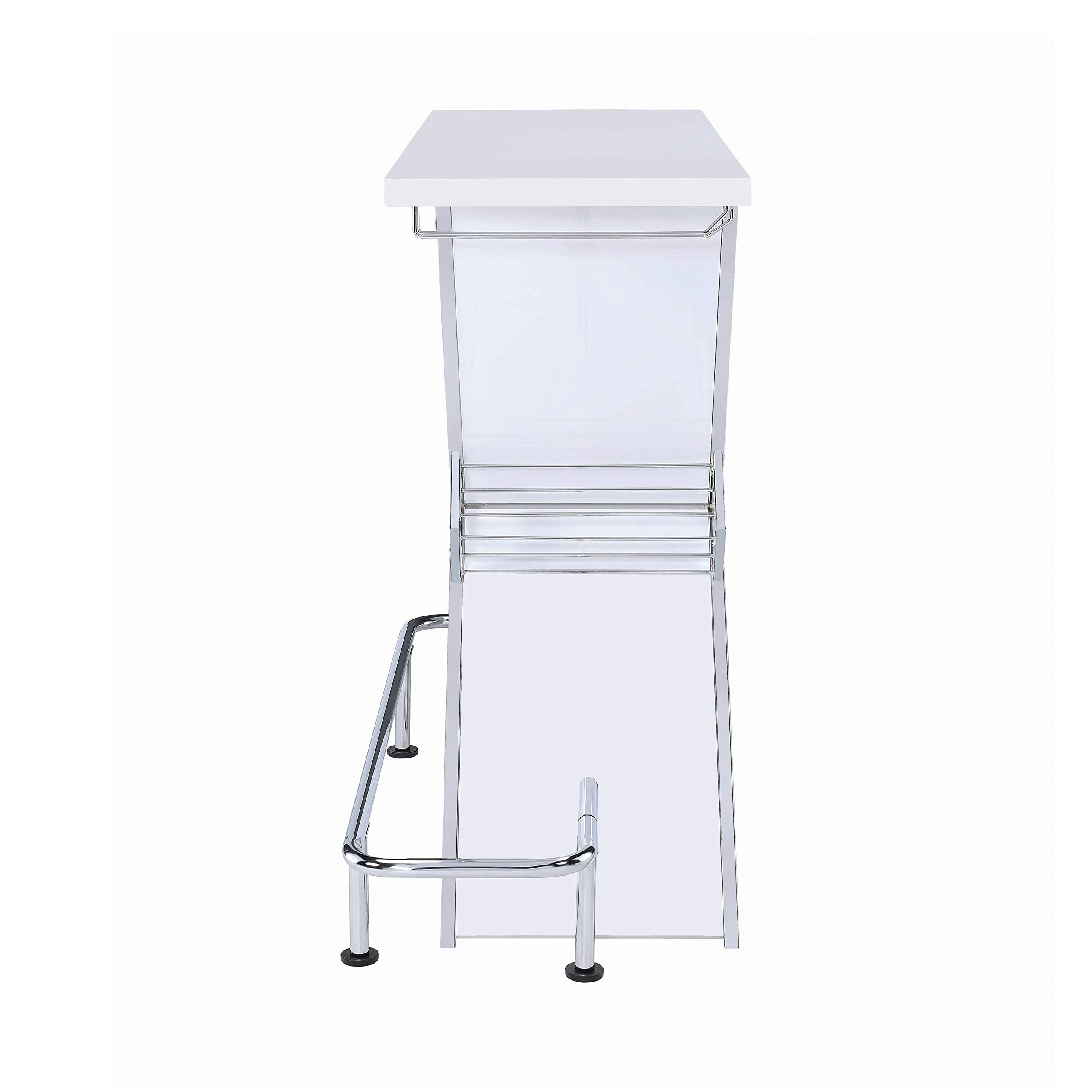 Coaster Furniture Home Bar Cabinet Wine Storage Unit White High Gloss Chrome 130078