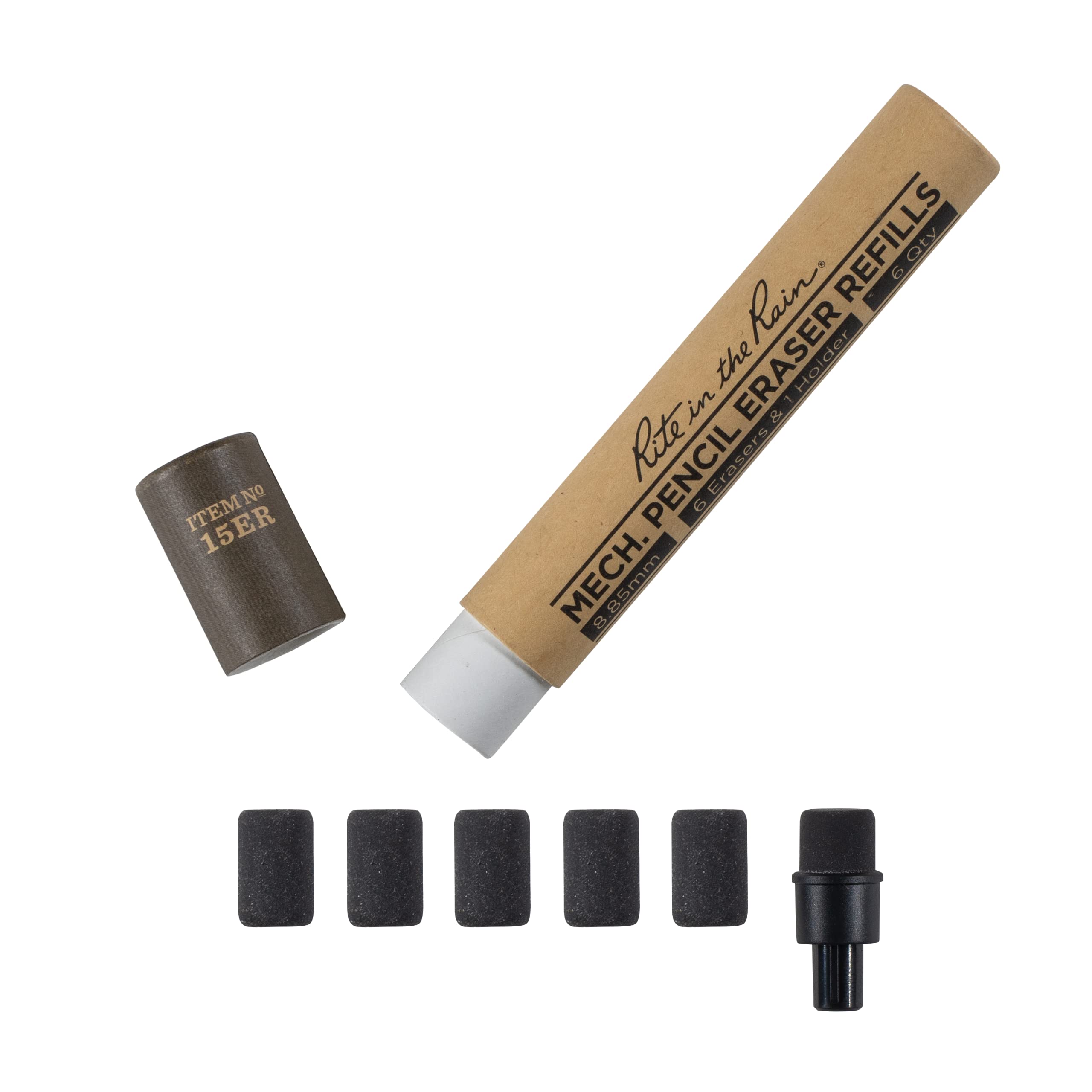 Rite In The Rain Weatherproof Eraser Refill Pack, 6 Pack, Fits 15 Series Rite In The Rain Pencils (No. 15Er)