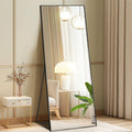 DUMOS Full Length Mirror with Stand, 56x15 Floor Mirror with Aluminum Alloy Frame for Bedroom, Standing Full Body Mirror with Sh