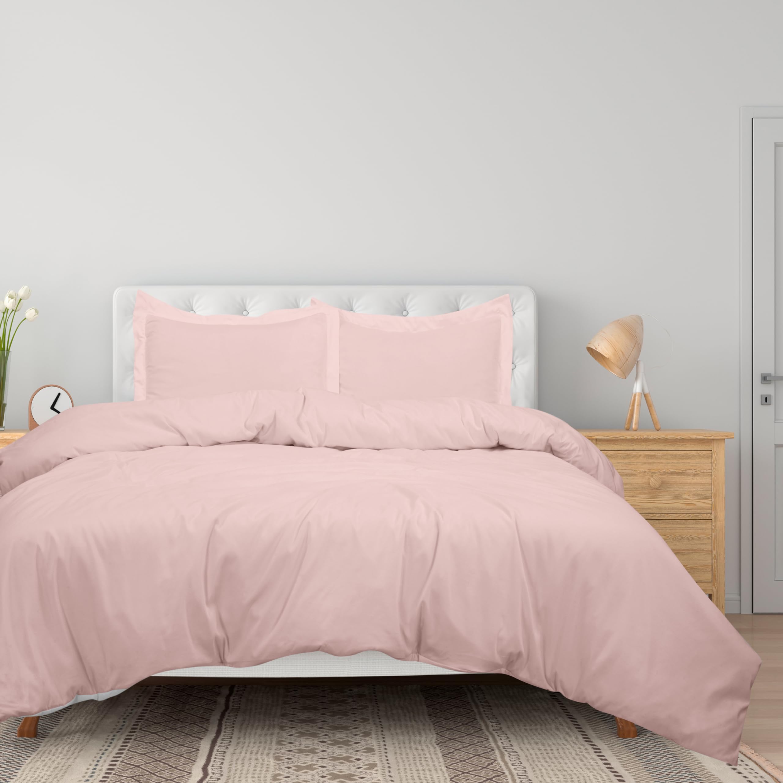 Royale Linens Pink Duvet Cover King Size - 3 Piece Bedding Comforter Covers - Zipper Closure - 1 King Duvet Cover 104X90 Inches