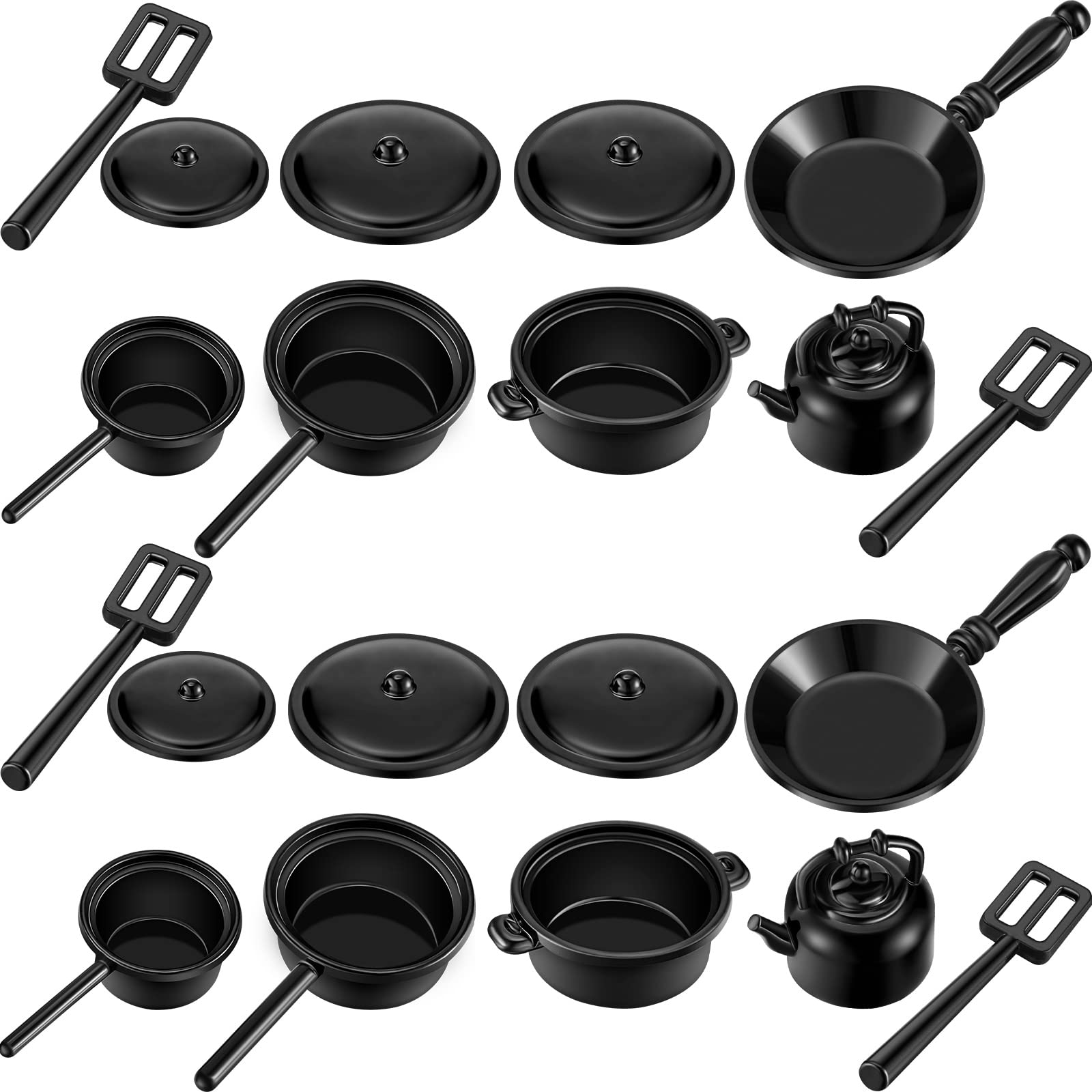 Sumind 20 Pieces Dollhouse Miniature Pots and Pans 1/12 Scale Miniature Metal Stovetop Cookware Mini Dollhouse Kitchen Cookware 