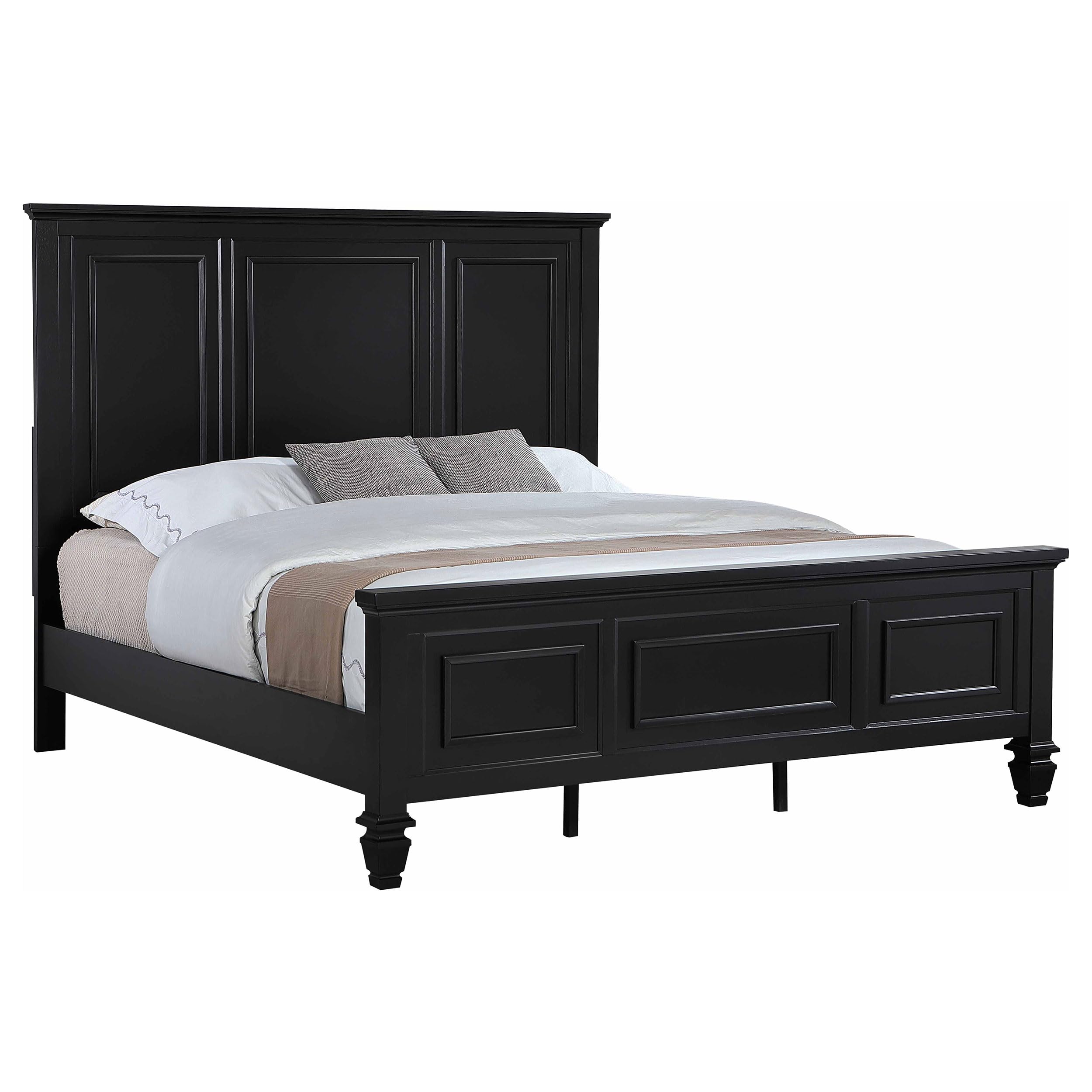 Coaster Home Furnishings Sandy Beach Coastal Wood Eastern King Size Panel Bed Frame 63-inch Headboard Black 201321KEN