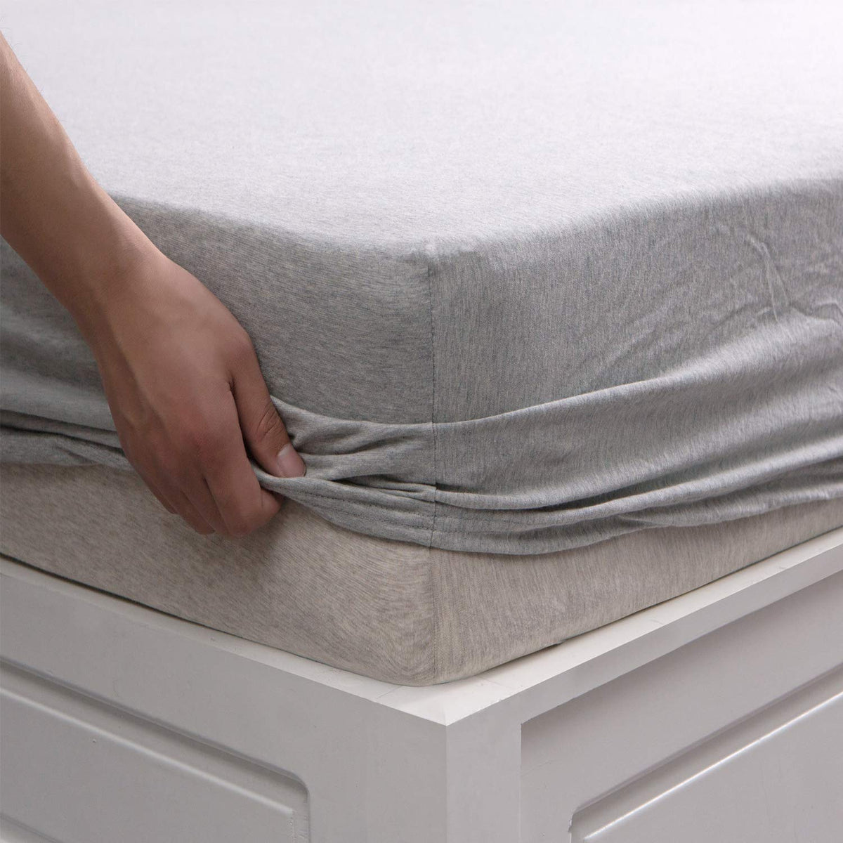 Pure Era Jersey Knit Cotton Fitted Bottom Sheet Only (No Flat Sheet Or Pillow Shams) - Ultra Soft Comfy Breathable Comfortable -