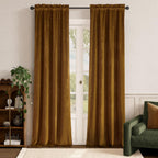 Lazzzy Velvet Glod Brown Curtains 96 Inches Long Thermal Insulated Drapes For Bedroom Living Room Darkening Window Treatments Rod Pocket 2 Panels, W42 X L96