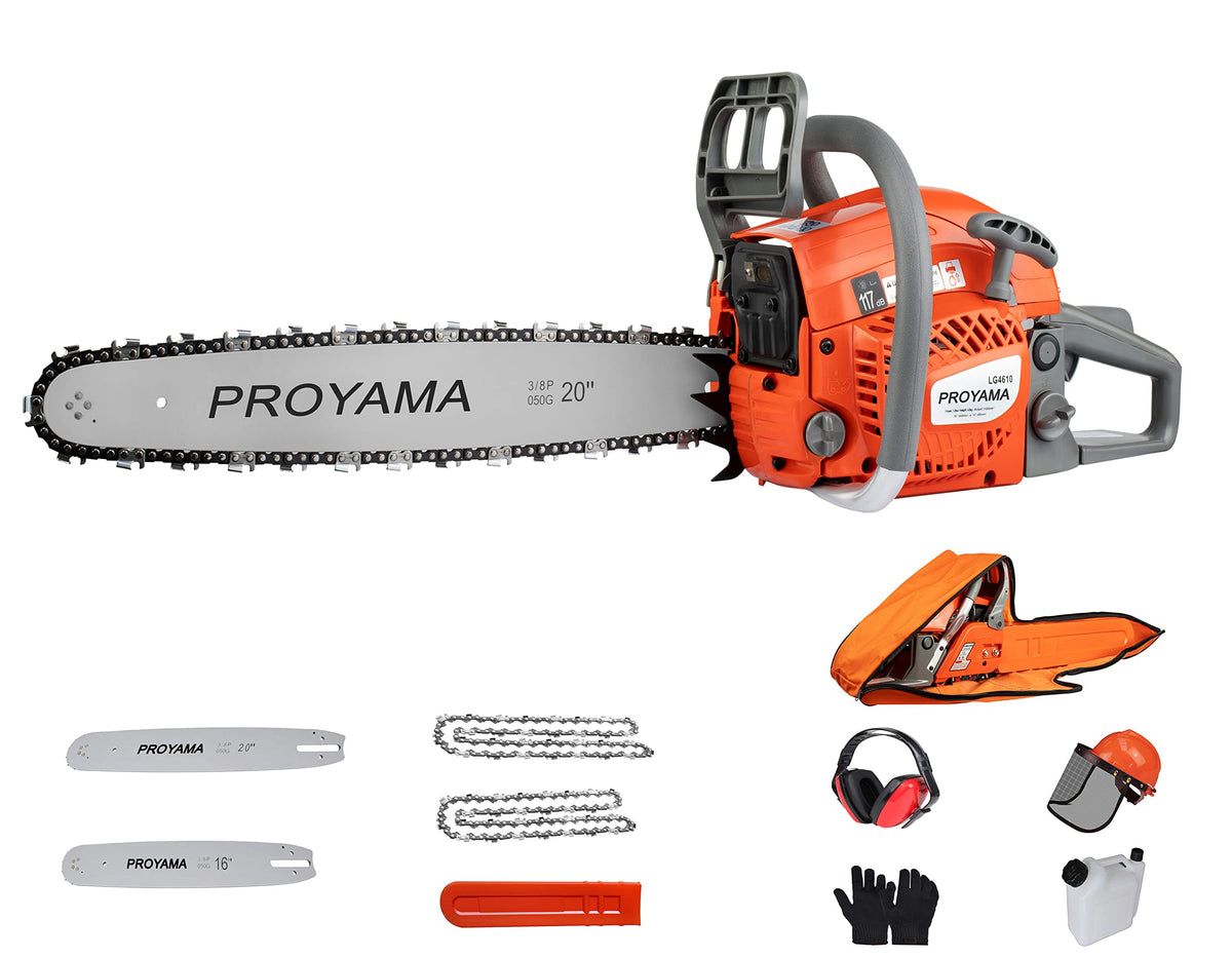 Proyama 58Cc 2-Cycle Gas Powered Chainsaw, 16-Inch Top Handle Chain Saw, Gasoline Chainsaw 20-Inch For Tree Wood Cutting
