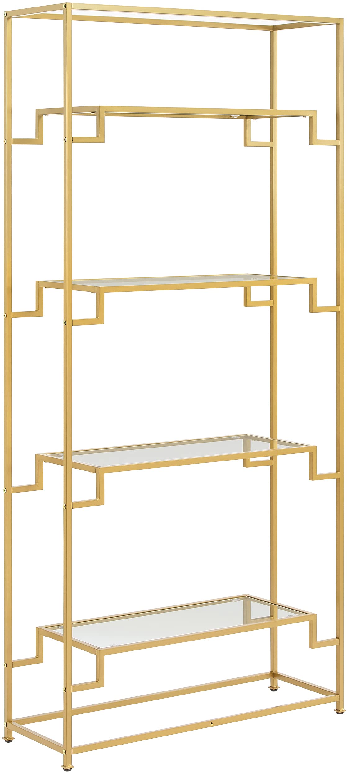 Crosley Furniture Celeste Bookshelf With Glass Shelves, Bookcase Storage, Gold