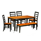 East West Furniture NIPF6-BCH-W 6 Piece Dining Room Table Set Contains a Rectangle Kitchen Table with Butterfly Leaf and 4 Dining Chairs with a Bench, 36x66 Inch, Black & Cherry