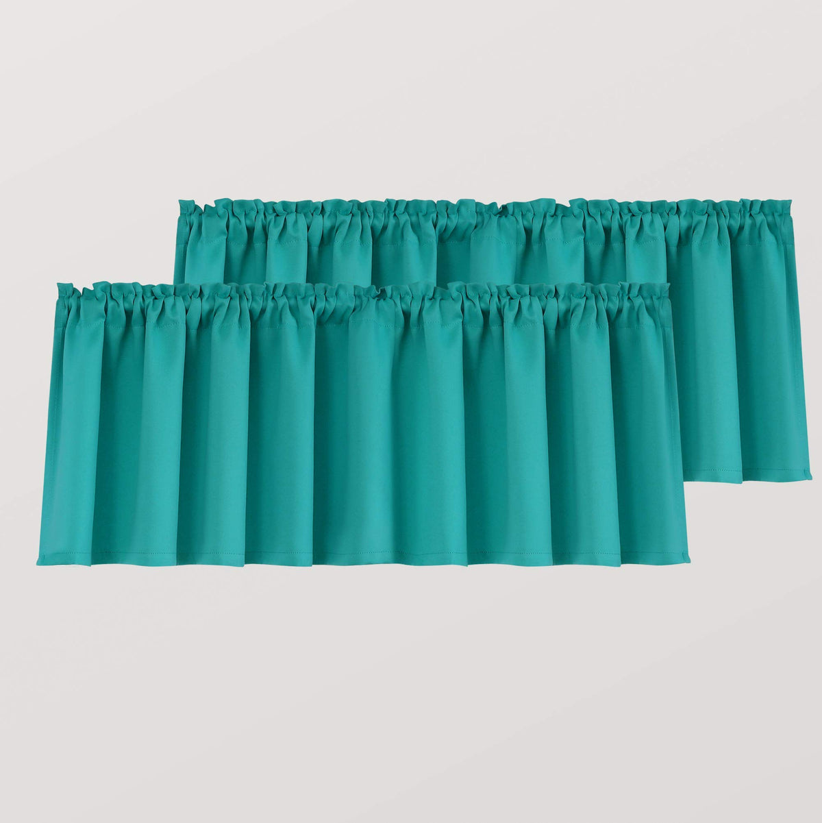 Mrs.Naturall Teal Valances for Windows 2 Pack 18 Inch Length Pole Pocket Light Blocking Blackout Window Valances for Bathroom Be