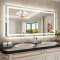 WTTY RGB LED Mirror for Bathroom,72x32 Large LED Bathroom Mirror with Backlit and Front Light,Stepless Dimmable,Anti-Fog,Lighted