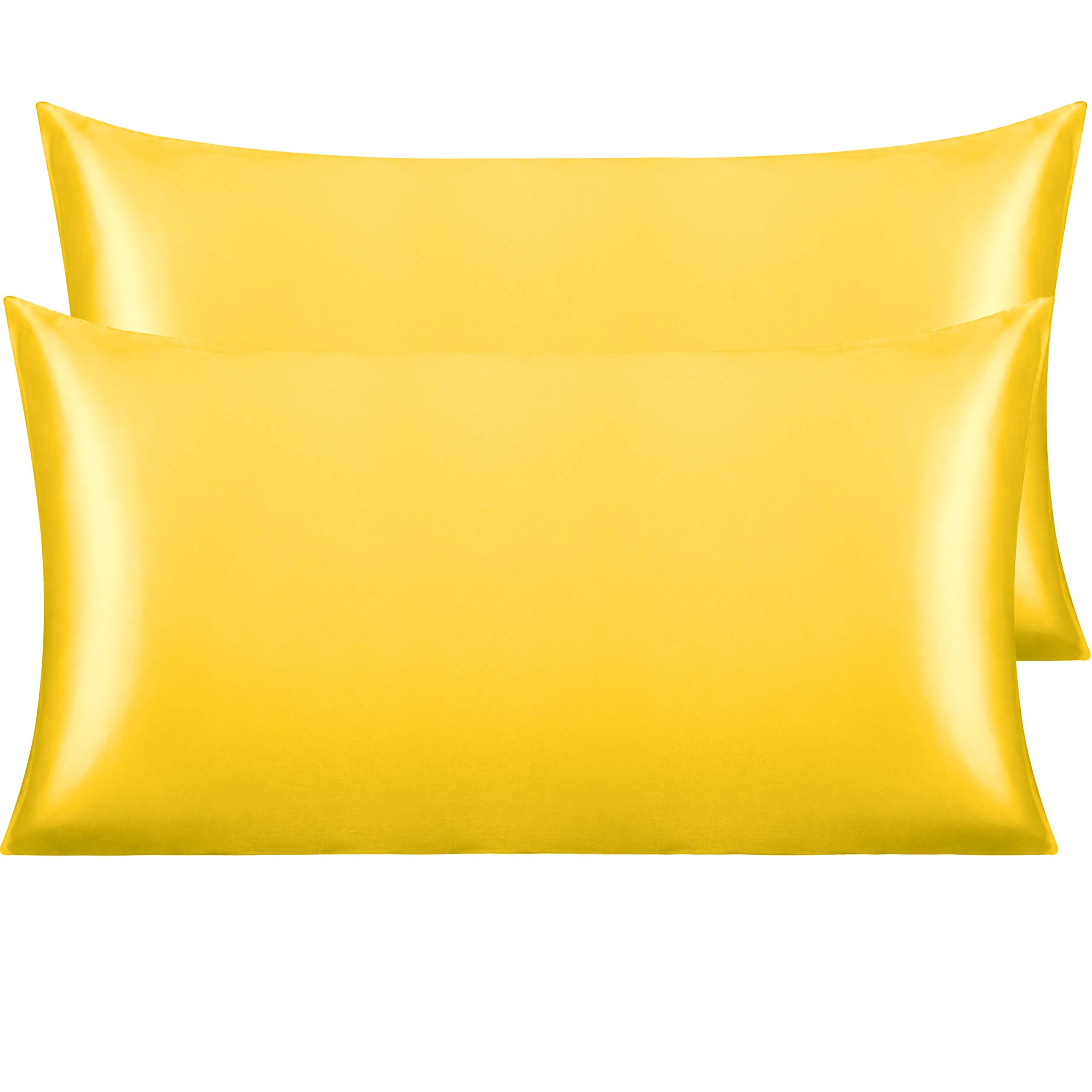 Ntbay 2 Pack Satin King Pillowcases For Hair And Skin, Luxurious And Silky Pillow Cases With Envelope Closure, 20X40 Inches, Yel