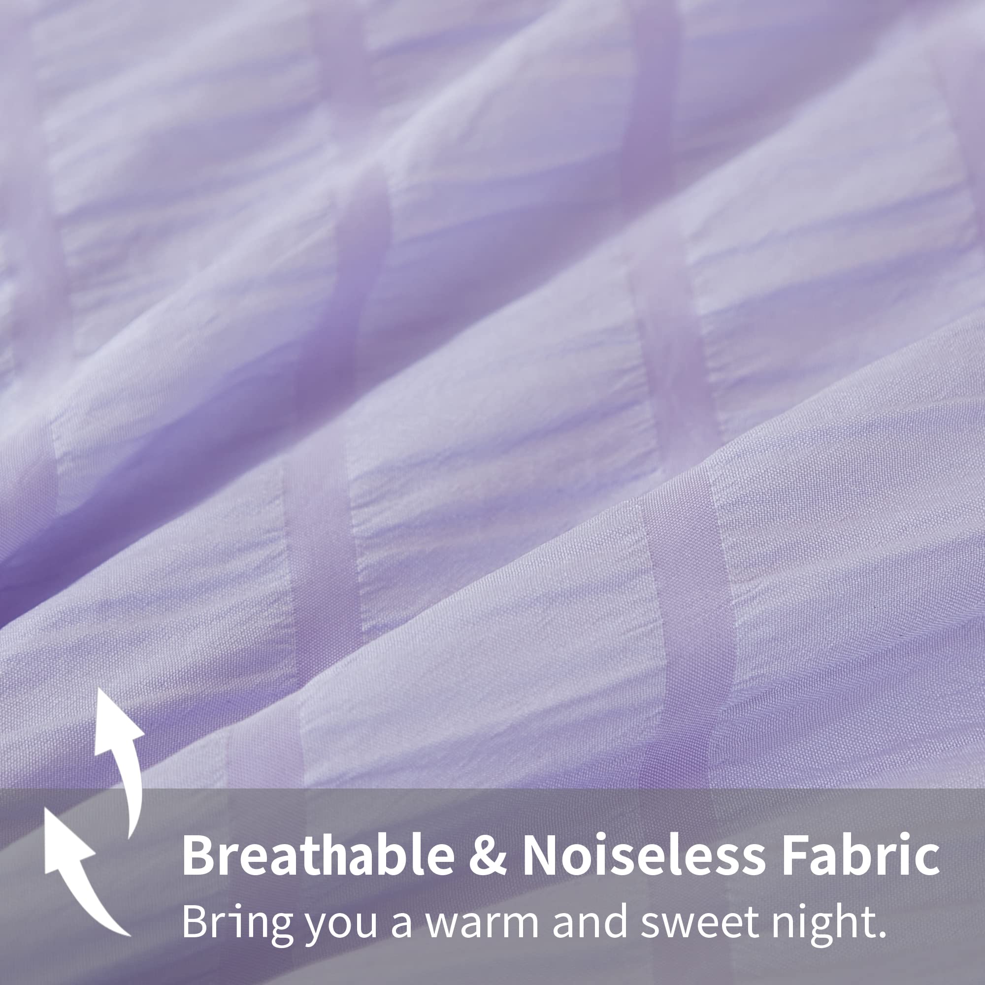 Avelom Lavender Purple Seersucker Comforter Set, California King, 104X96, 3 Pieces