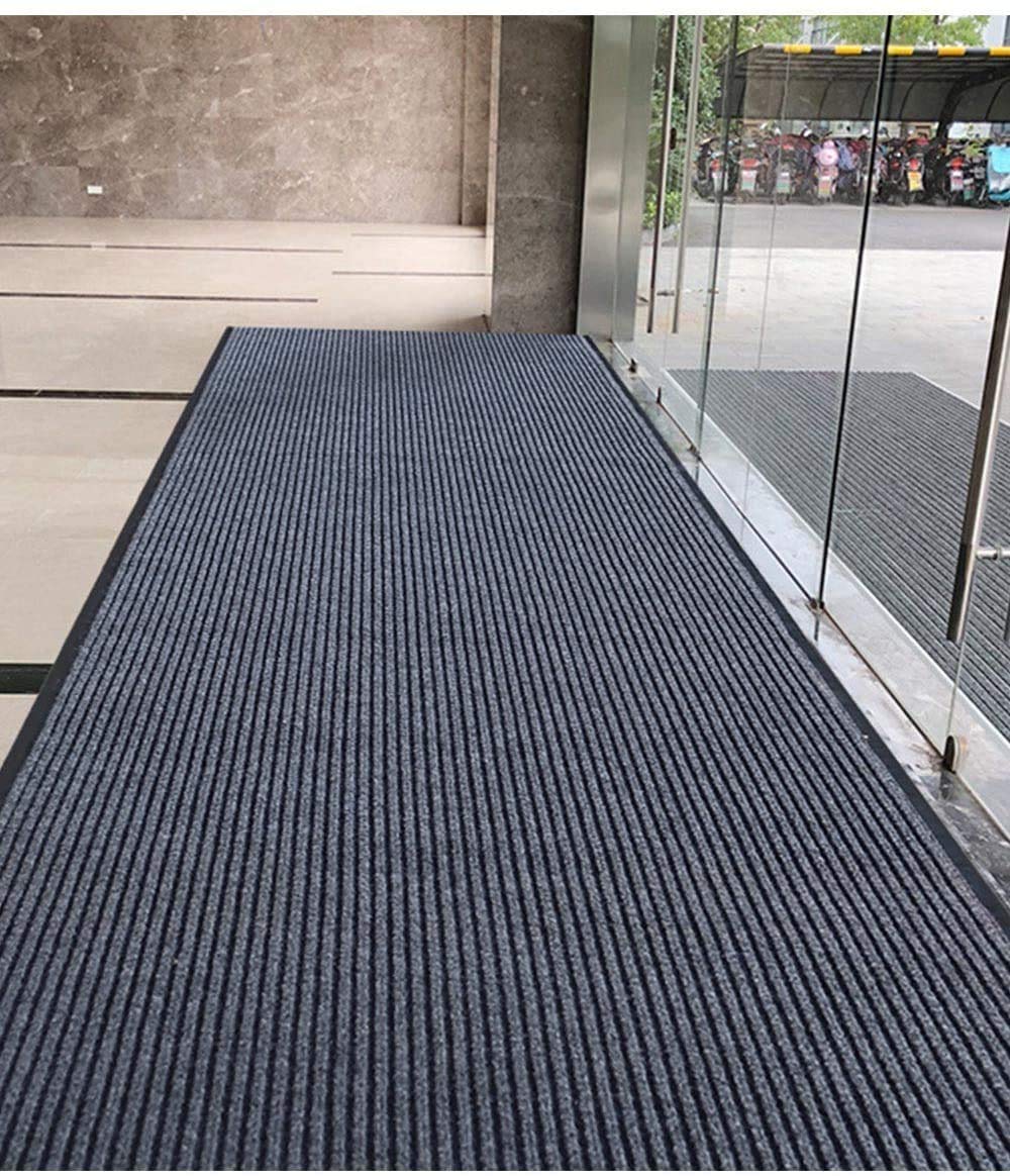 Happybeeflying Brush Step Large Front Door Mat 3'X10' Outdoor Indoor Commerical Entrance Mat Doormat Striped Low Profile Rubber