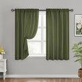 HOMEIDEAS Non-See-Through Olive Green Privacy Sheer Curtains, 52 X 54 Inches Long 2 Panels Sheer Curtains Light Filtering Window