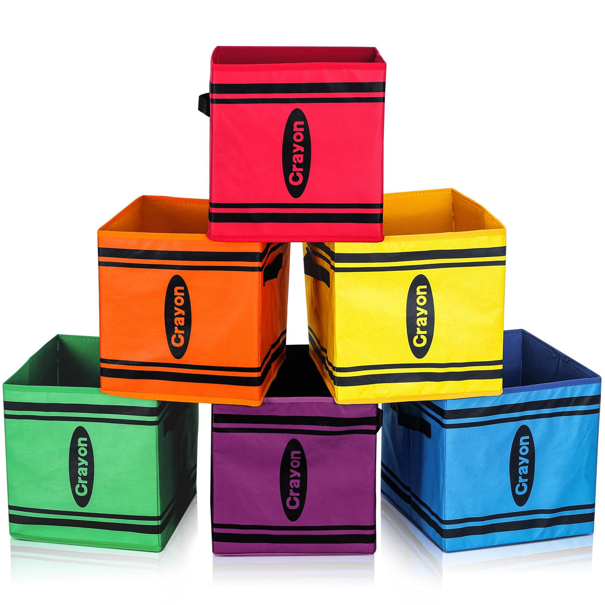 RattanView 6 Pcs 11in Cube Storage Bins Crayon Classroom Cubbies Fabric