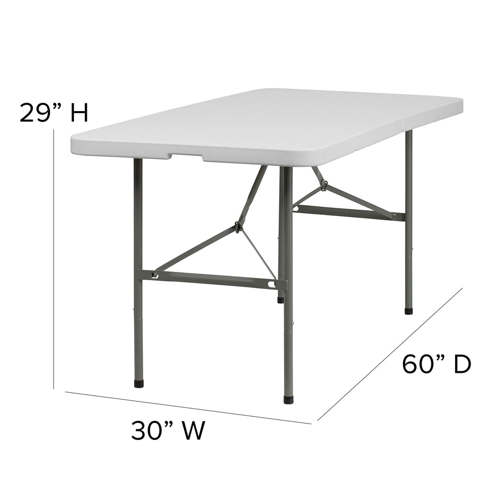 Flash Furniture Elon 5-Foot Bi-Fold Granite White Plastic Folding Table