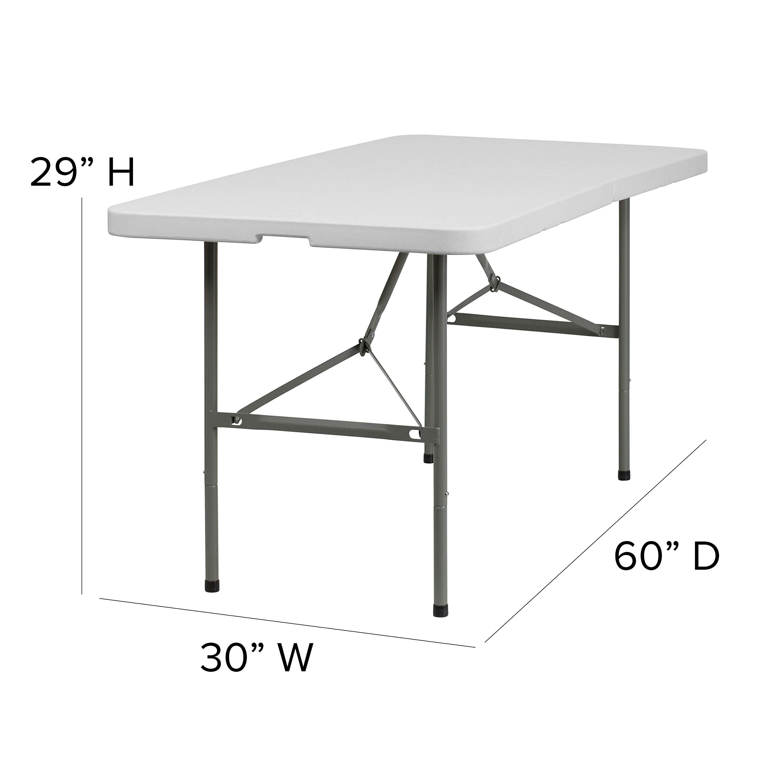 Flash Furniture Elon 5-Foot Bi-Fold Granite White Plastic Folding Table