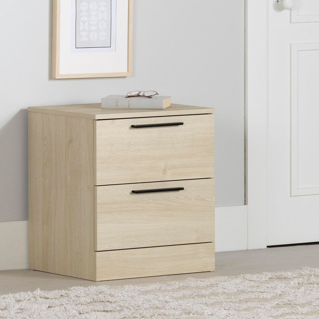 South Shore Furniture Step One Essential 2-Drawer Nightstand, Bleached Oak